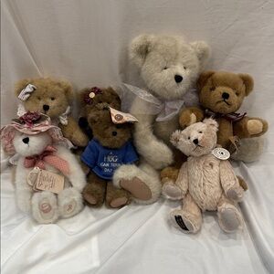 NOS Boyds Bears Assorted Brown, Cream and White Plush Bear Collection - Set of 7